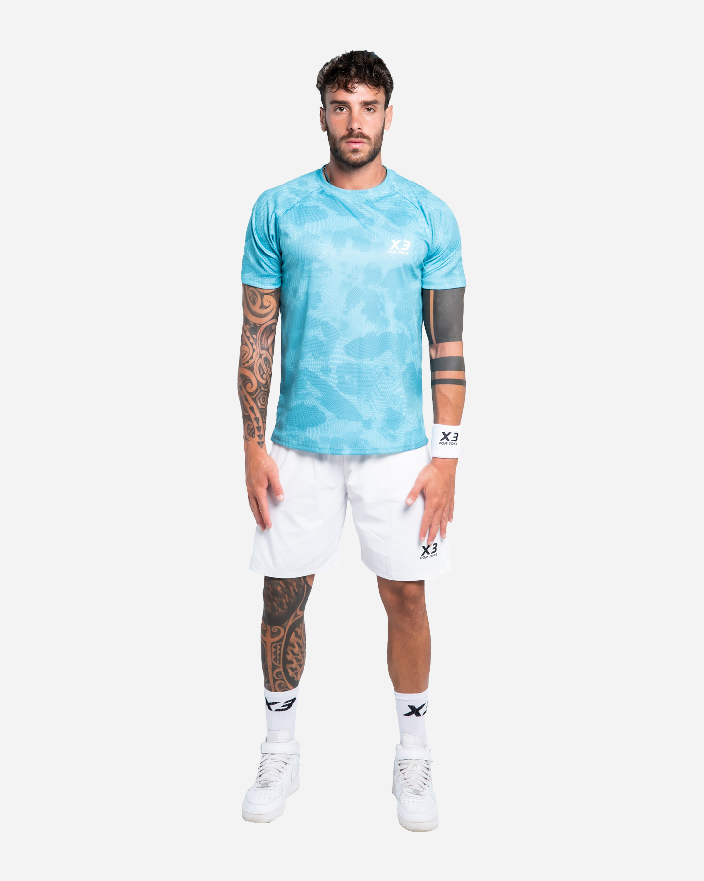 T-shirt tennis X3 POR TRES BRUXELLES M - Blu - 1 | Cisalfa Sport